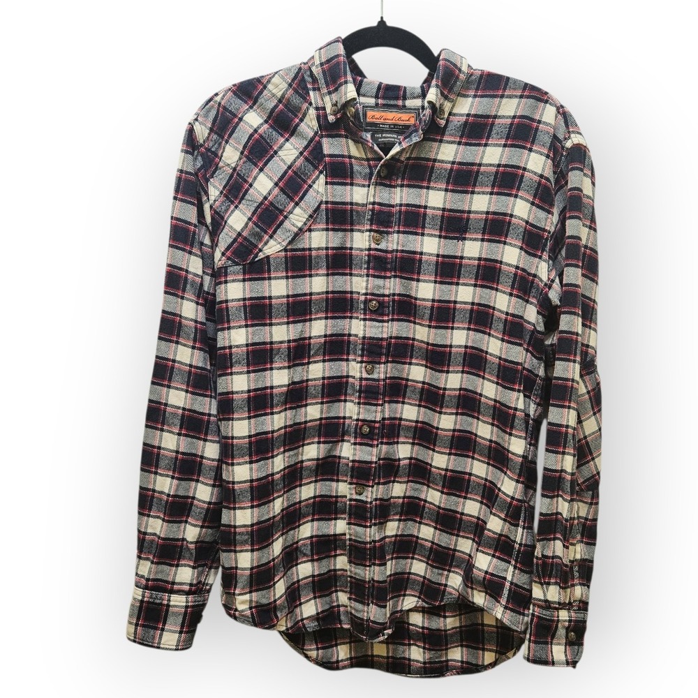 Ball and Buck The Hunters Shirt Plaid Flannel Button Up Elbow Patch USA Men's‎ M
